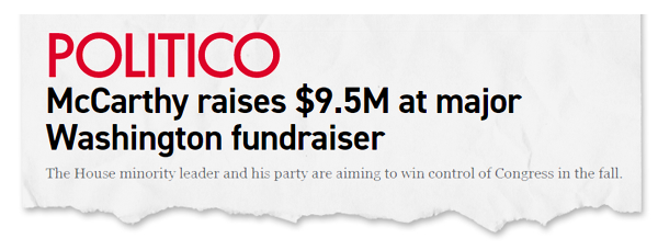 Politco: McCarthy raise $9.5M